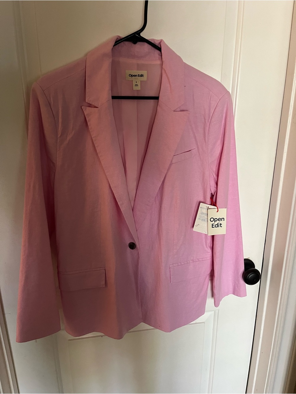 Open Edit Women's Pink Single-Button Blazer